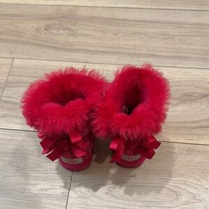 Vibrant Red Plush Trim Boots